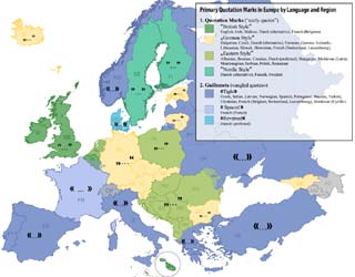 Quotation Marks Map of Europe